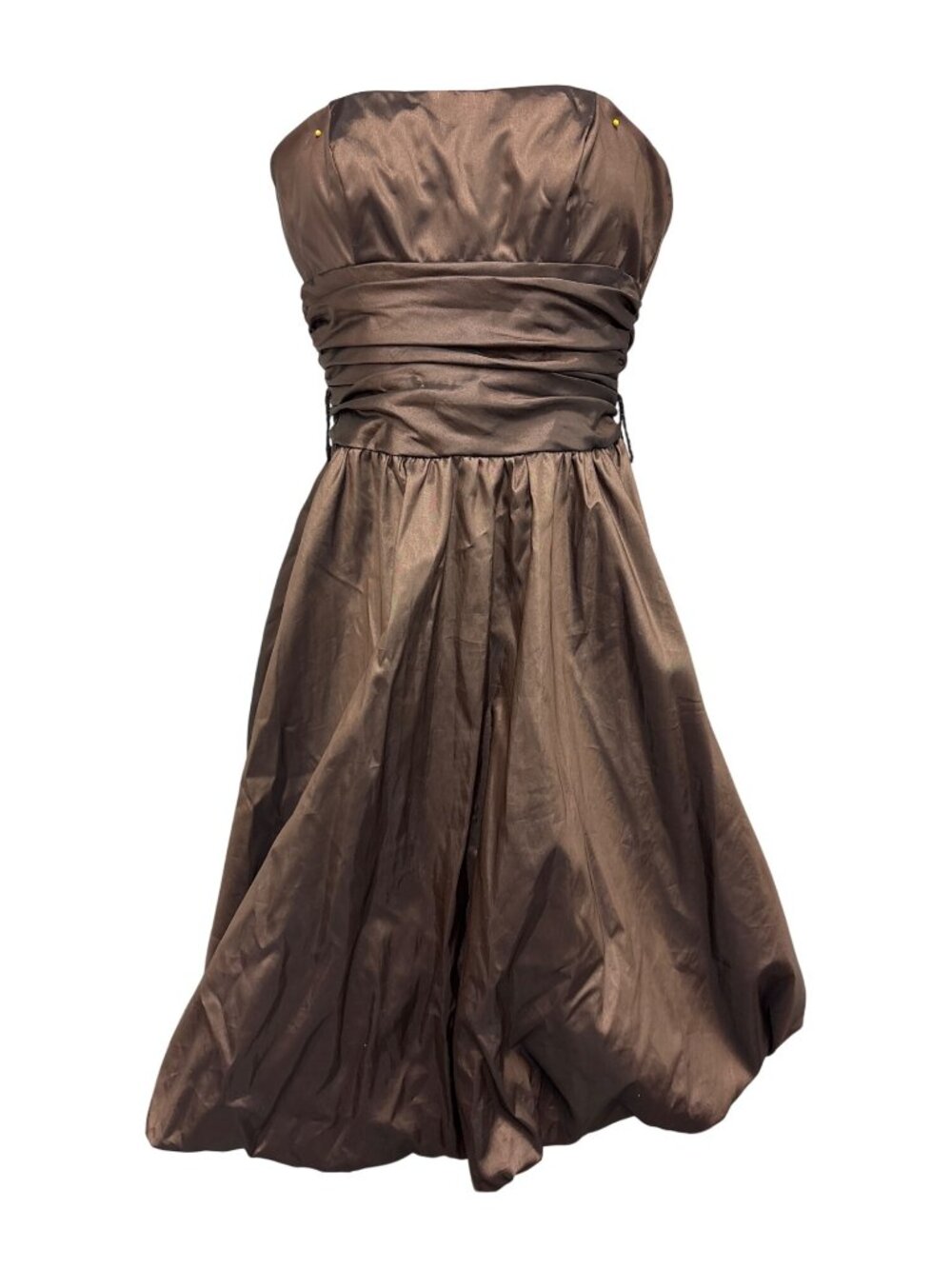 Davids Bridal Chocolate Brown Strapless Ruched Ball Gown Dress Size 4 Made In US